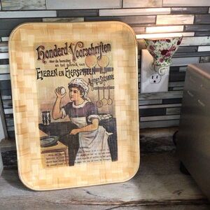 Vintage Nevco 1993 Bamboo Serving Tray Dutch Egg Art Print 16x12 Retro